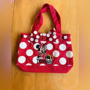 Disneyland Red and White Polka Dot Minnie Mouse Tote Bag with Bow